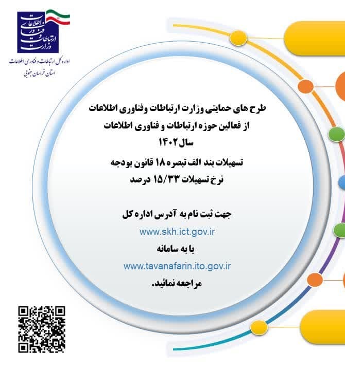 طرح های حمایتی وزارت ارتباطات و فناوری اطلاعات از فعالین حوزه ارتباطات و فناوری اطلاعات سال 1402
